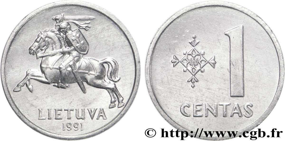 LITUANIA 1 Centas chevalier Vitis 1991  MS 