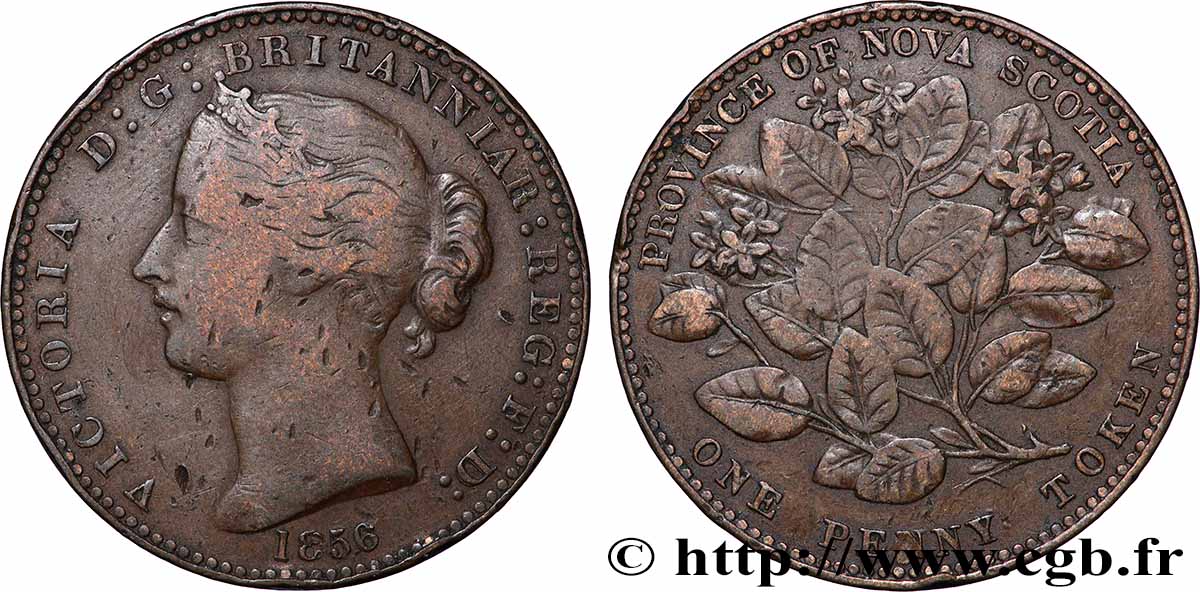 CANADA 1 Penny Token Nova Scotia Victoria 1856  TB+/TTB 