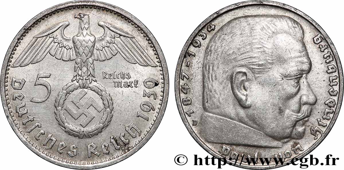 ALLEMAGNE 5 Reichsmark 1939 Munich TTB+ 
