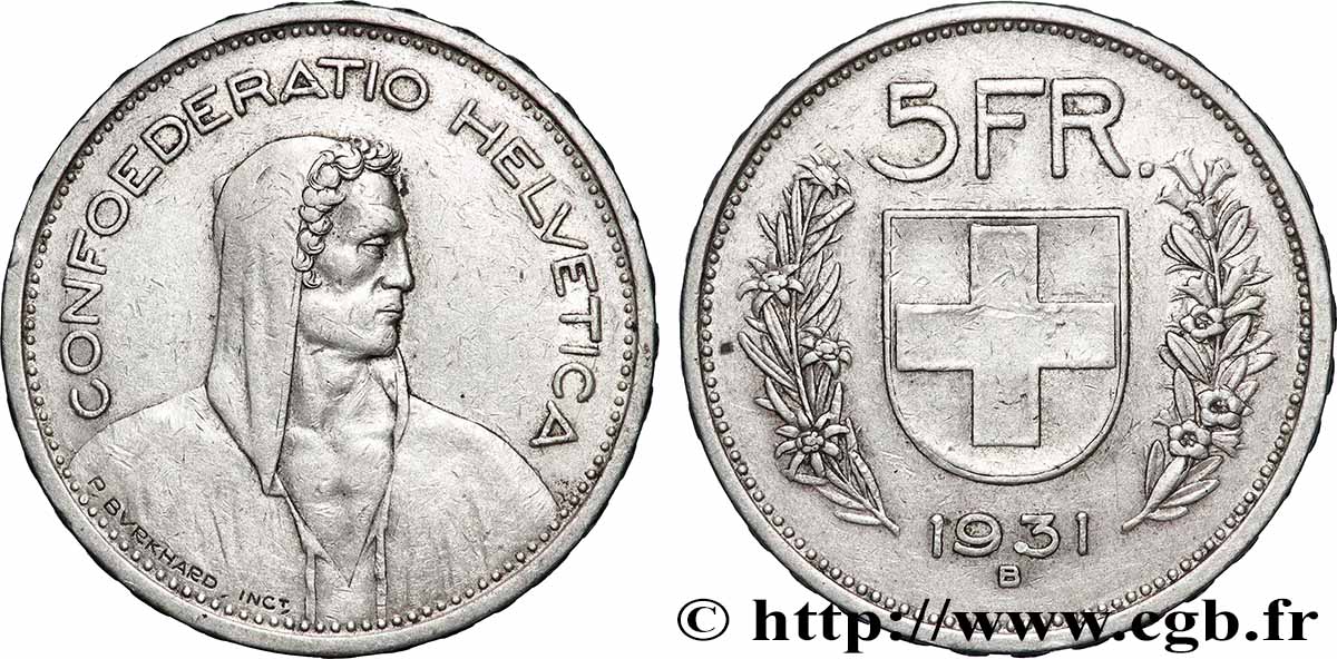 SUISSE 5 Francs Berger des alpes 1931 Berne TTB+ 