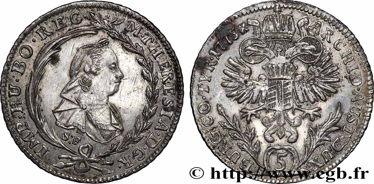 AUTRICHE 5 Kreuzer Marie-Thérèse 1775 Vienne TTB+ 