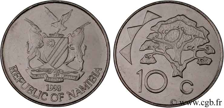 NAMIBIA 10 Cents armes / Acacia erioloba “Camelthorn” 1998  fST 