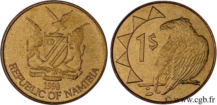 NAMIBIA 1 Dollar armes / aigle bateleur 1998  fST 
