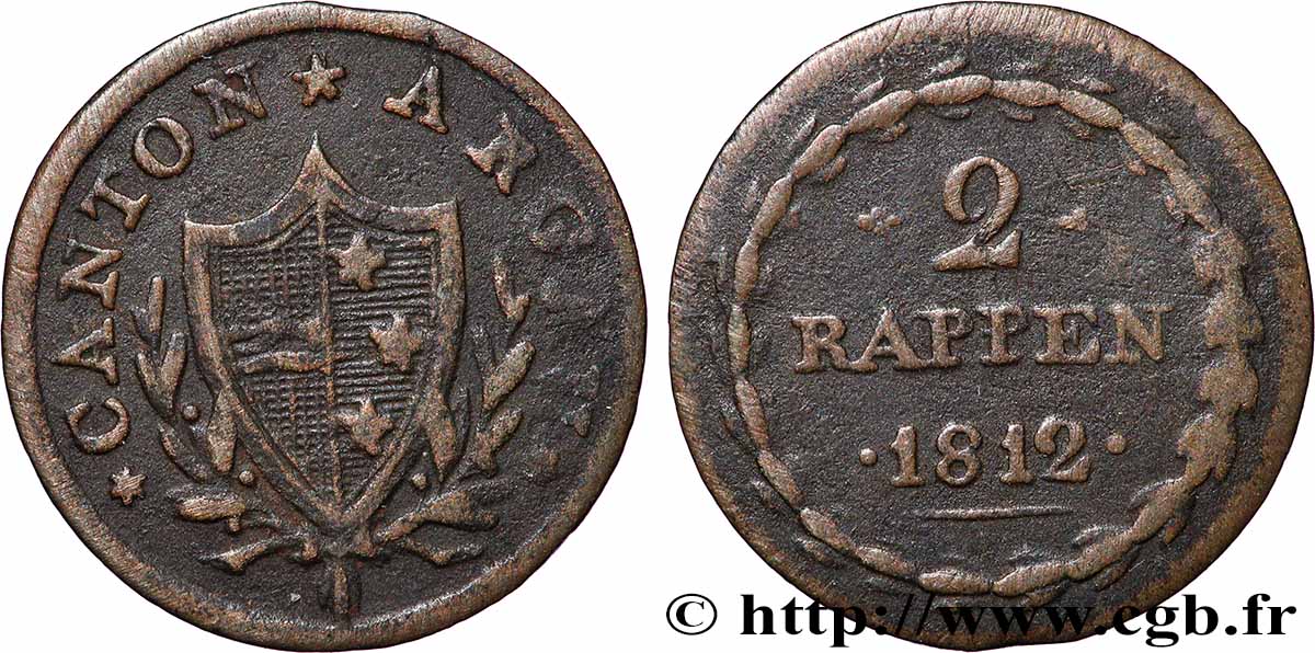 SCHWEIZ - KANTON AARGAU 2 Rappen 1812  fSS 