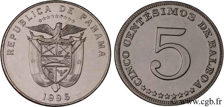 PANAMA 5 Centesimos armes nationales 1996  SPL 