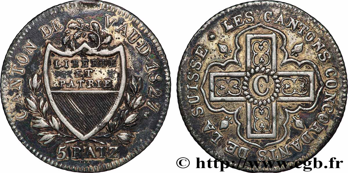 SUISSE - CANTON DE VAUD 5 Batzen 1827 Lausanne TTB+ 