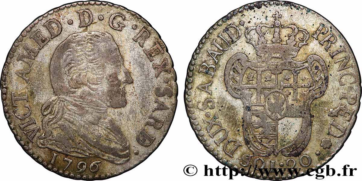 ITALIE - ROYAUME DE SARDAIGNE 20 Soldi Victor-Amédée III 1796 Turin TB+ 