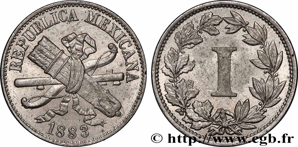 MEXICO 1 Centavo  1883 Mexico AU 