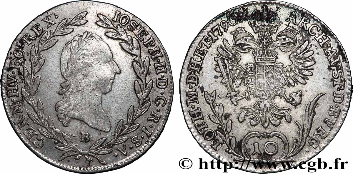 AUSTRIA 10 Kreuzer Joseph II 1790 Kremnitz XF 