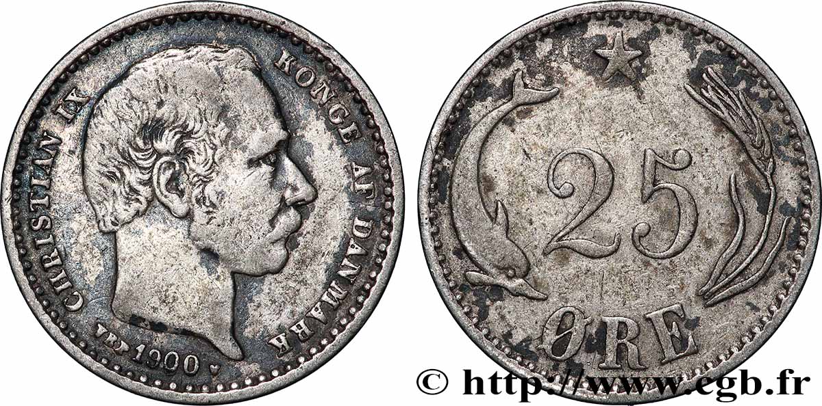 DÄNEMARK - KÖNIGREICH DÄNEMARK - CHRISTIAN X. 25 Ore 1900 Copenhague fSS 