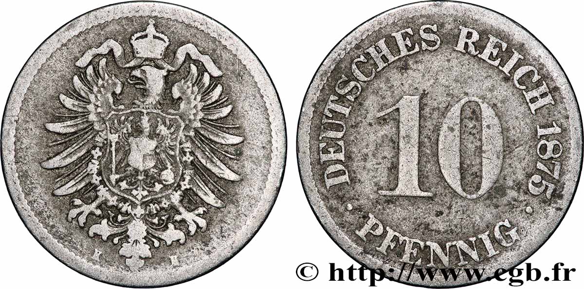 DEUTSCHLAND 10 Pfennig 1875 Darmstadt S 