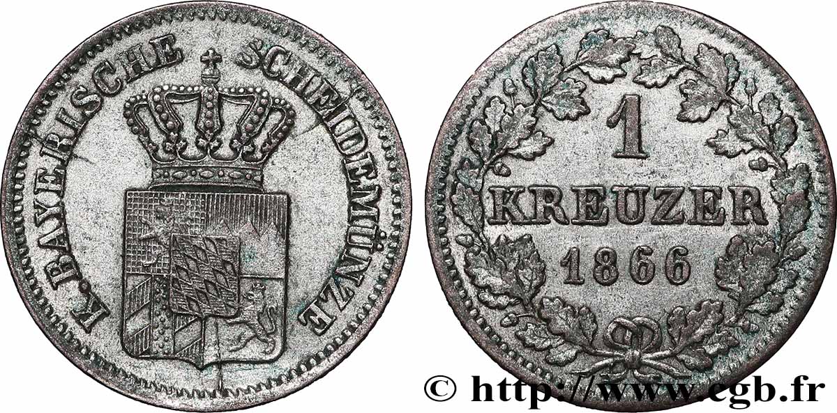 DEUTSCHLAND - BAYERN 1 Kreuzer 1866 Munich VZ 