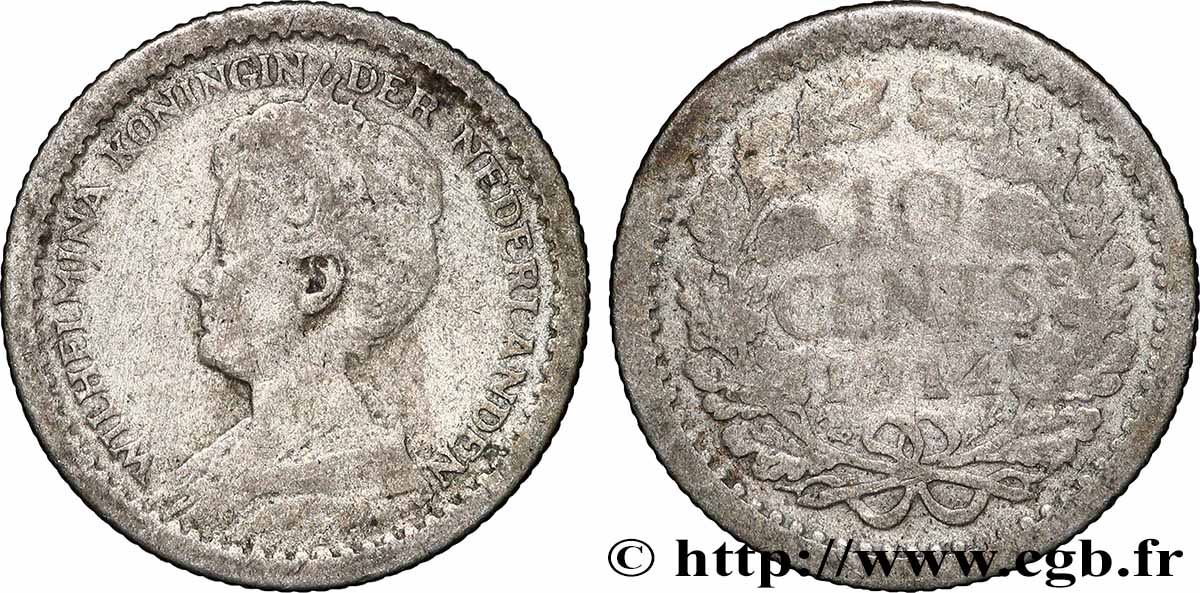 PAYS-BAS - ROYAUME DES PAYS-BAS - WILHELMINE 10 Cents  1914 Utrecht S 