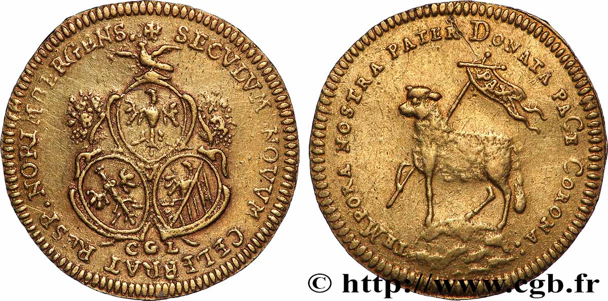 GERMANIA - WURZBURG Ducat [flan carré ayant été rogné] (1746-1755) Nuremberg BB 