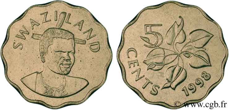SWAZILAND 5 Cents Roi Msawati III / arum 1998  MS 