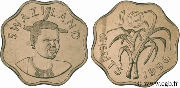 SWAZILAND 10 Cents Roi Msawati III / canne à sucre 1998  MS 