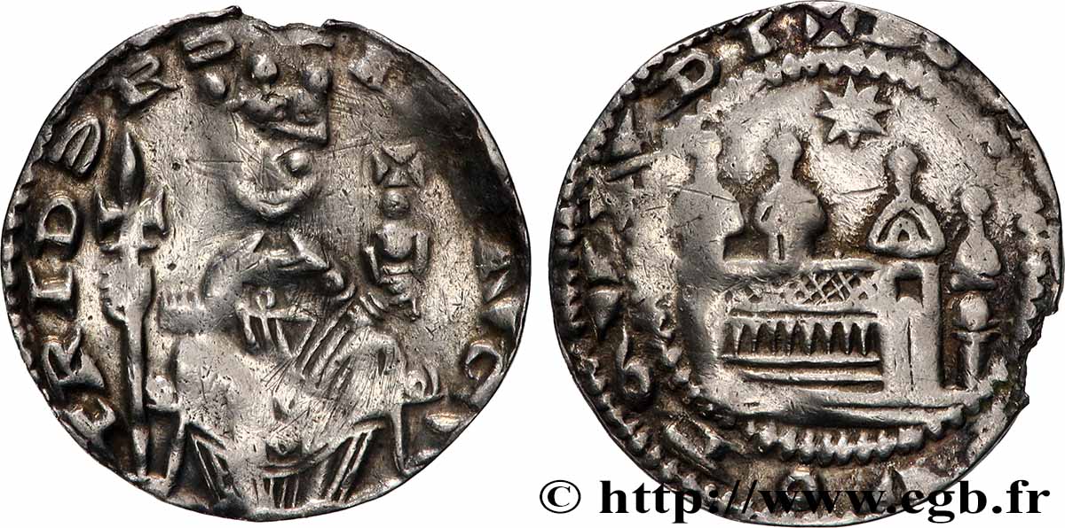 ALLEMAGNE - SAINT EMPIRE ROMAIN GERMANIQUE - SAALFELD - FREDERIC Ier BARBEROUSSE Denier  n.d. Aix-la-Chapelle TB+ 