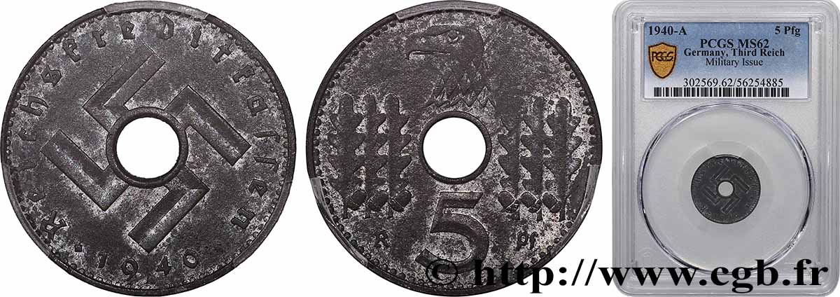 ALLEMAGNE 5 Pfennig Reichskreditkassen 1940 Berlin SUP62 PCGS