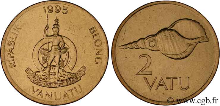VANUATU 2 Vatu emblème national / coquillage 1995  SPL 