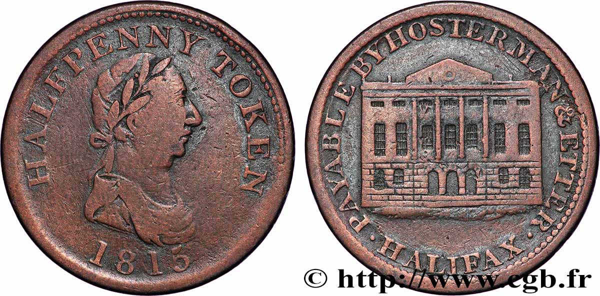 CANADA 1/2 Penny token Hostermann - Halifax 1815  VF 