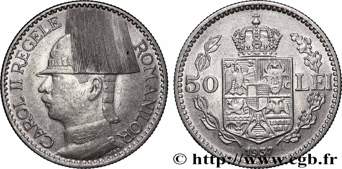 ROUMANIE 50 Lei Charles II 1937  TTB+ 