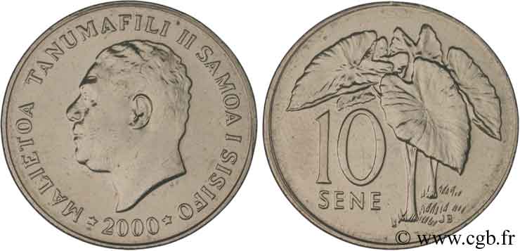 WESTERN SAMOA 10 Sene roi Malietoa Tanumafili II / feuilles de taro 2000  MS 