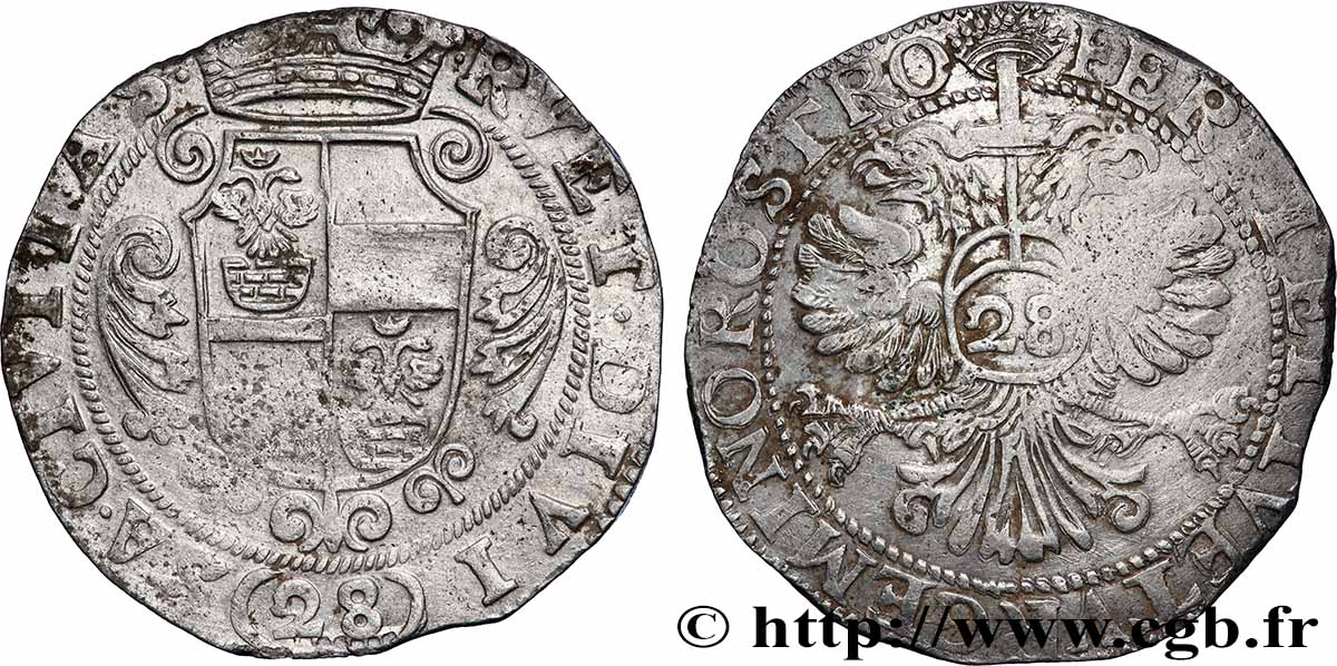 MONACO - PRINCIPAUTÉ DE MONACO - HONORÉ II GRIMALDI Izelotte ou pièce de 28 sols s.d. (1657) Monaco TTB+ 
