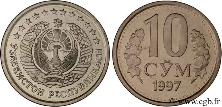 OUZBEKISTAN 10 Som emblème national 1997  SPL 