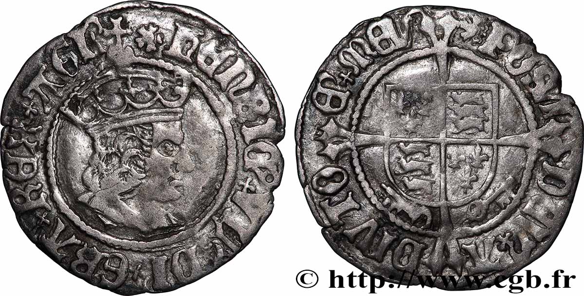 ANGLETERRE - ROYAUME D&nbsp;ANGLETERRE - HENRY VII Demi-gros (halfgroat) n.d. Londres TB+ 