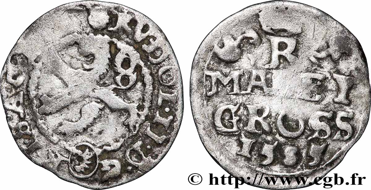 BOHEMIA - RUDOLF II OF HABSBOURG Maley Groschen 1585 Prague VF 