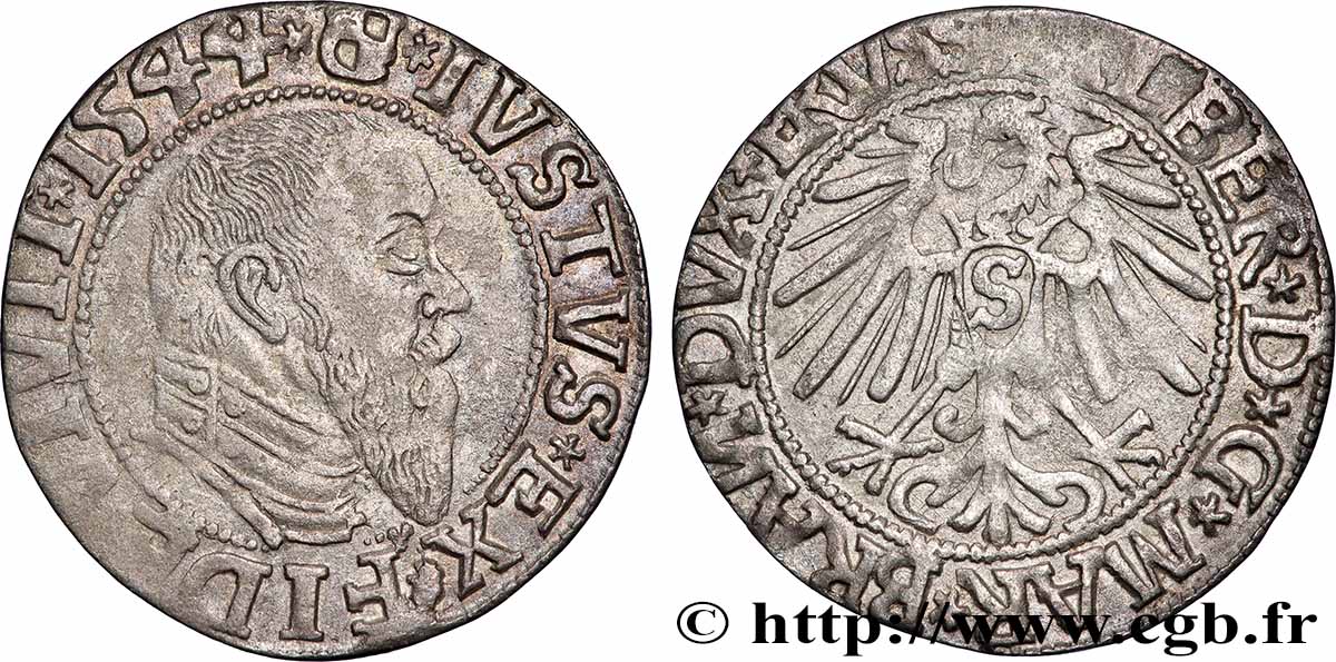 SAINT-EMPIRE ROMAIN GERMANIQUE - PRUSSE - ALBRECHT DE BRANDENBURG 1 Groschen 1544 Königsberg TTB 