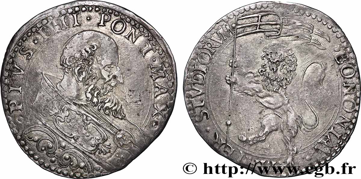 ITALIE - ÉTATS DU PAPE - PIE V (Antoine Michel Ghisleri) Blanc (Bianco ou Double Giulio) n.d. Bologne TB+ 