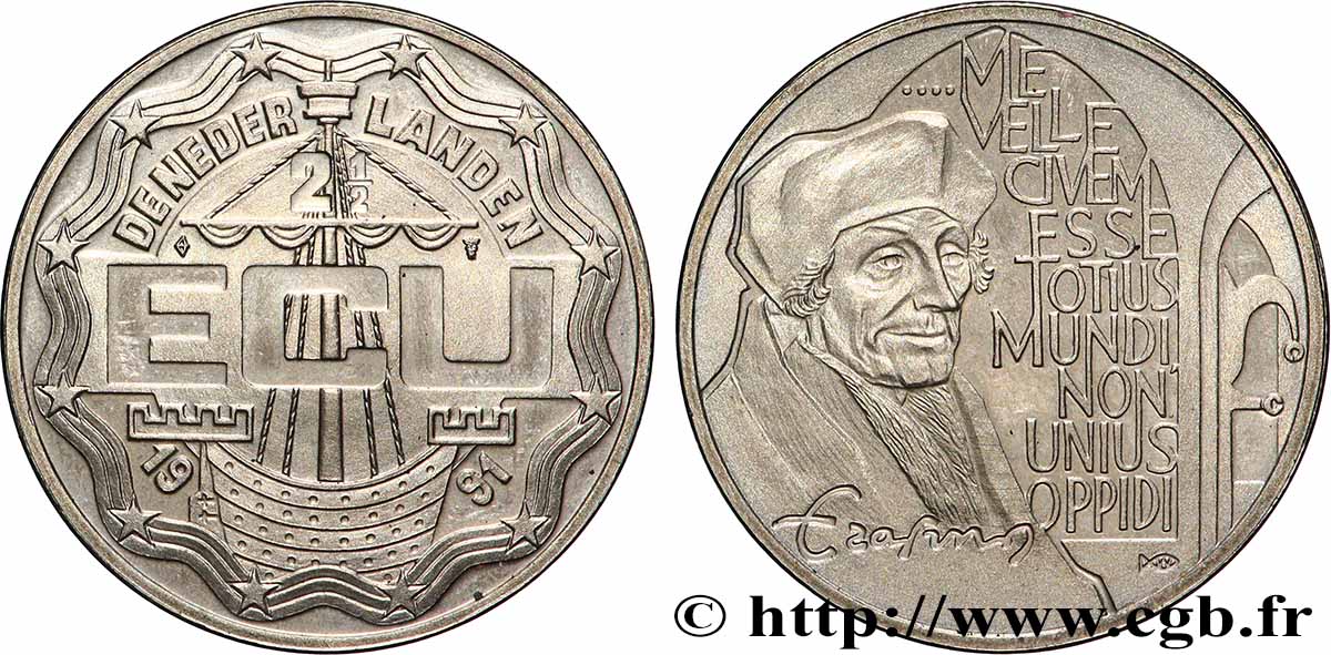 PAYS-BAS 2 1/2 Ecu - Erasmus 1991 Utrecht SPL 