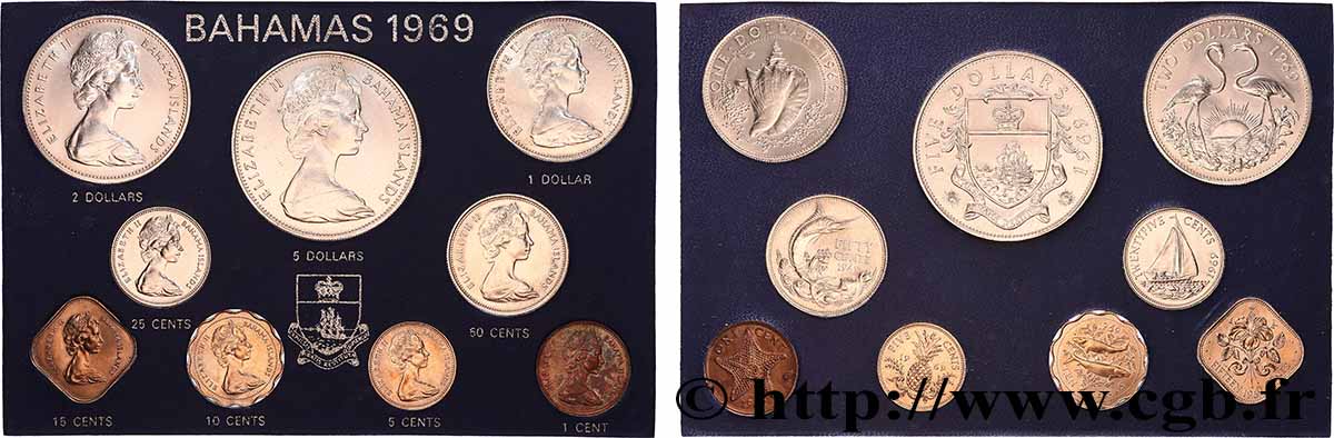 BAHAMAS Série 9 monnaies 1969  VZ 