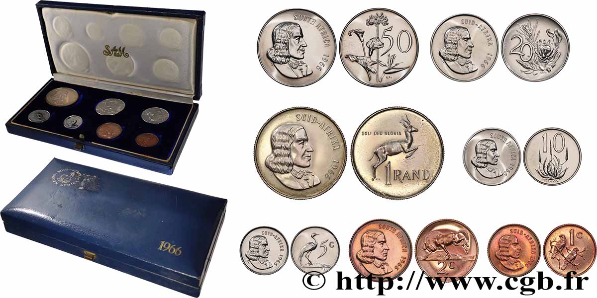 SOUTH AFRICA Série 7 monnaies 1966 Pretoria AU 