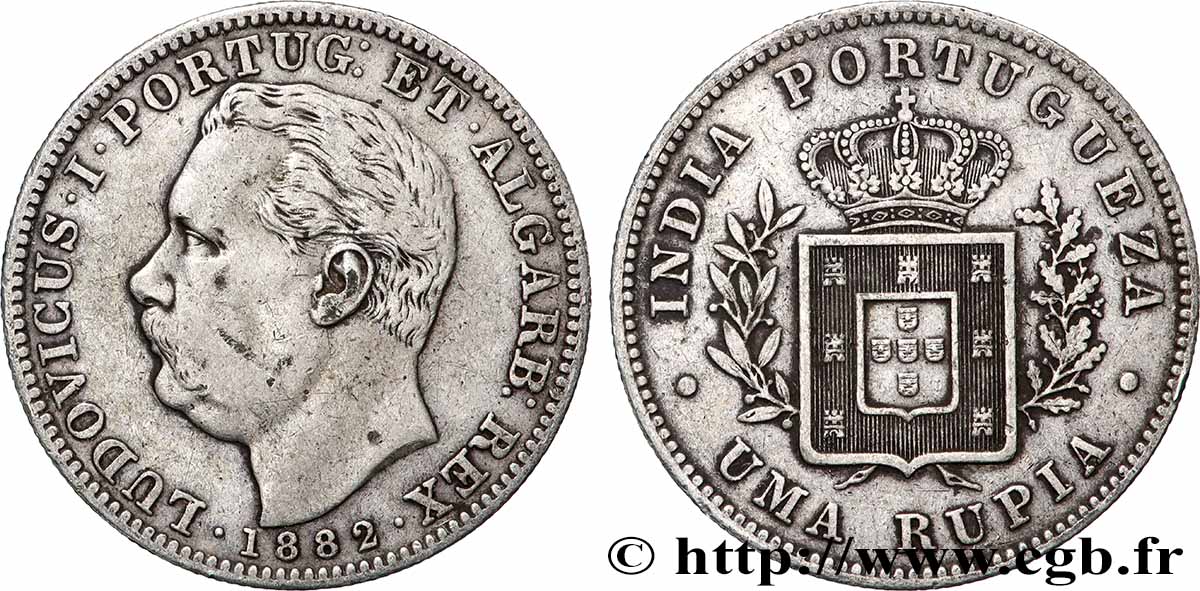 PORTUGIESISCH-INDIEN 1 Rupia (Roupie) Louis Ier 1882 Lisbonne SS 