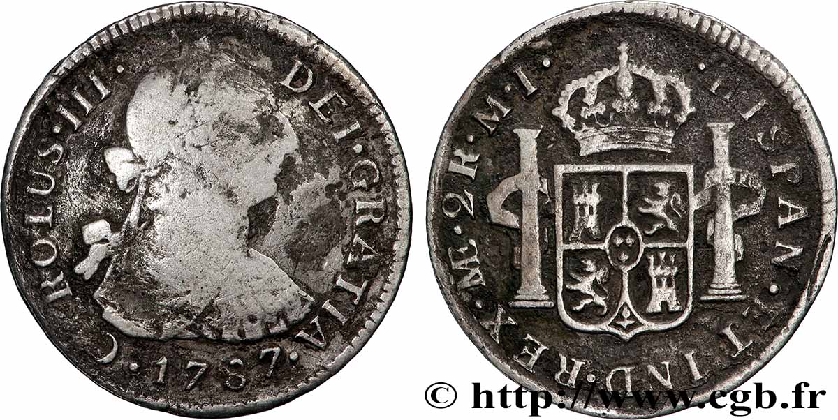 PERU - KARL III. 2 Reales  1787 Lima S 