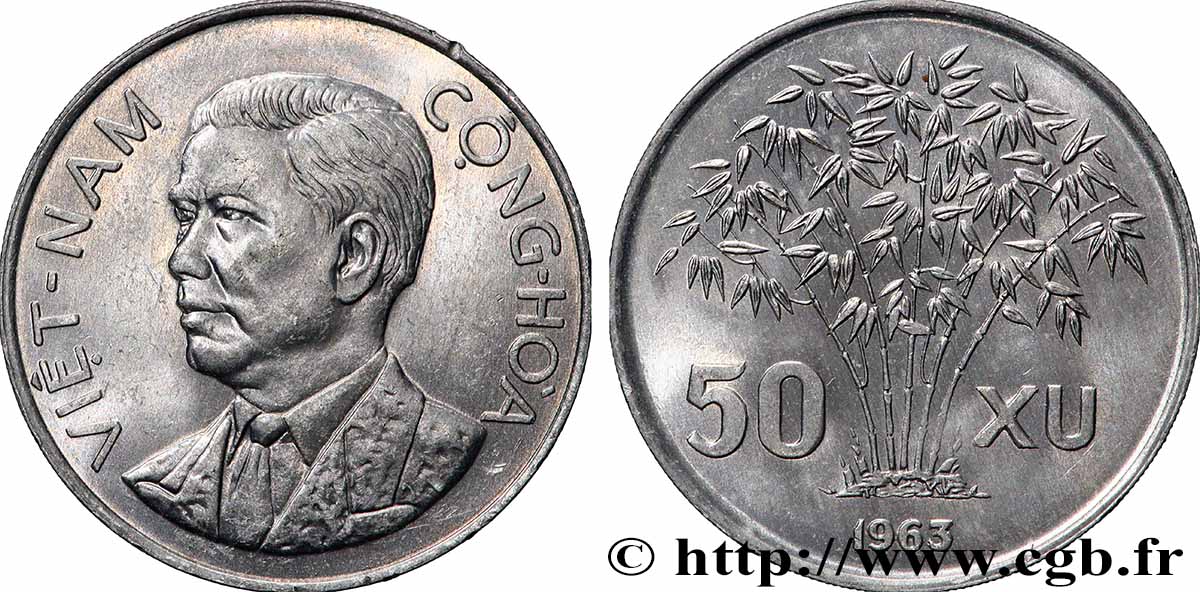 SÜDVIETNAM 50 Xu Président Ngô Ðình Diem 1963 Paris fST 