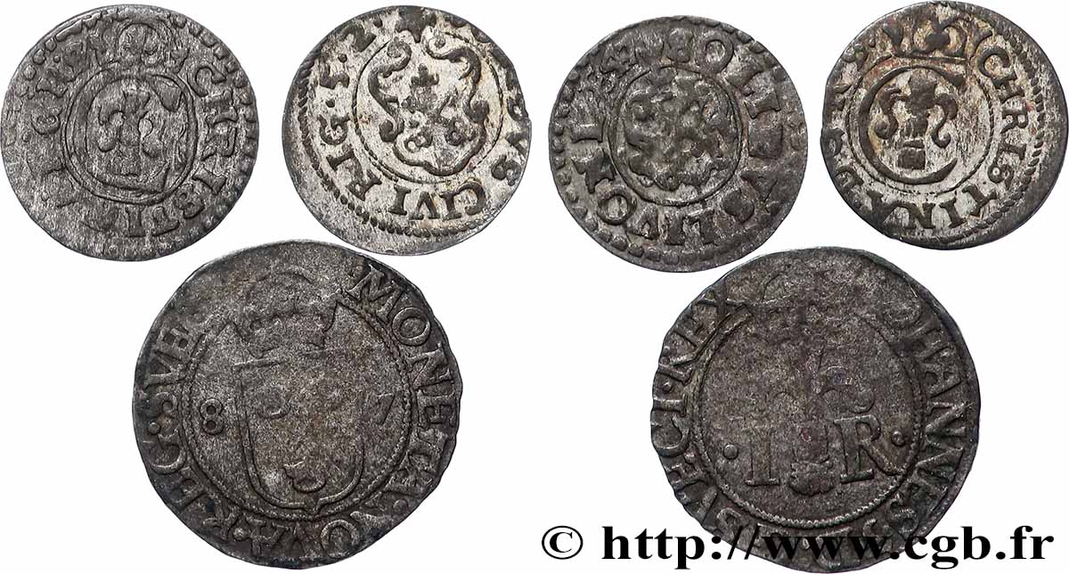 LIVONIE SUÉDOISE Lot de trois monnaies n.d. Riga TB+ 