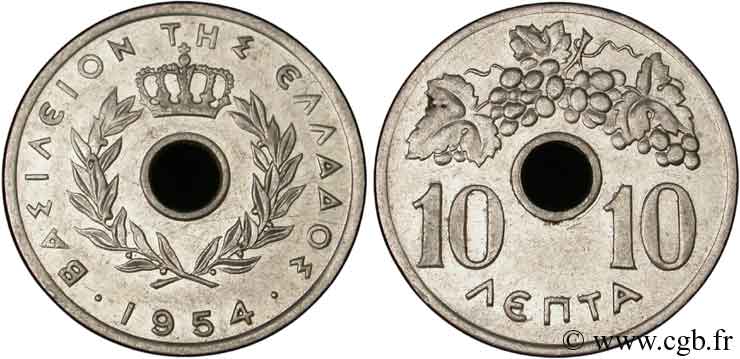GREECE 10 Lepta 1954  AU 