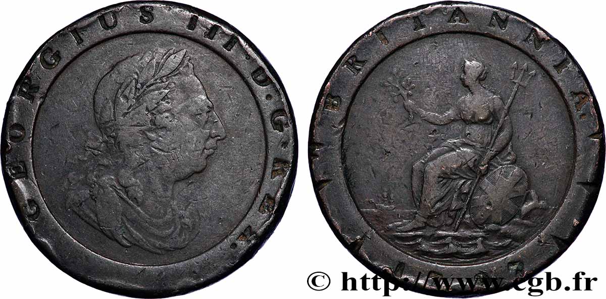 ROYAUME-UNI 2 Pence Georges III 1797 Londres TB+ 