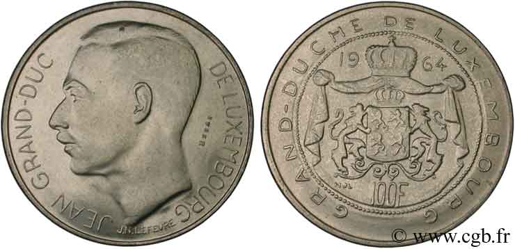 LUXEMBOURG Essai de 100 Francs Grand-Duc Jean / emblème du Luxembourg 1964  MS 