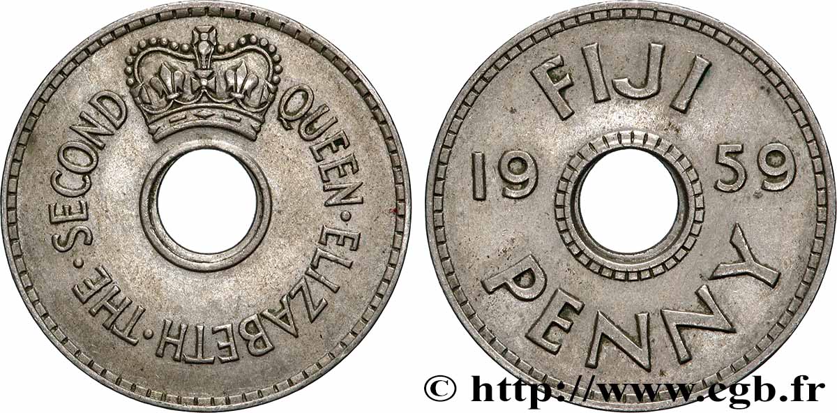 FIDSCHIINSELN 1 Penny Élisabeth II 1959 Londres VZ 