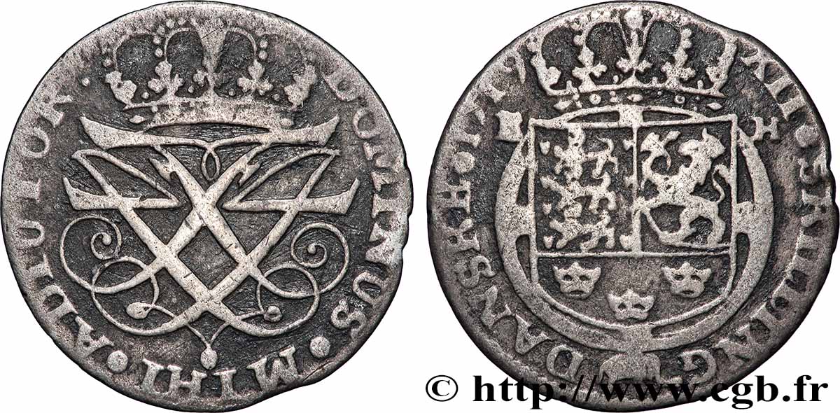 ROYAUME DU DANEMARK - FRÉDÉRIC IV 12 Skilling 1719 Rendsburg TB+ 
