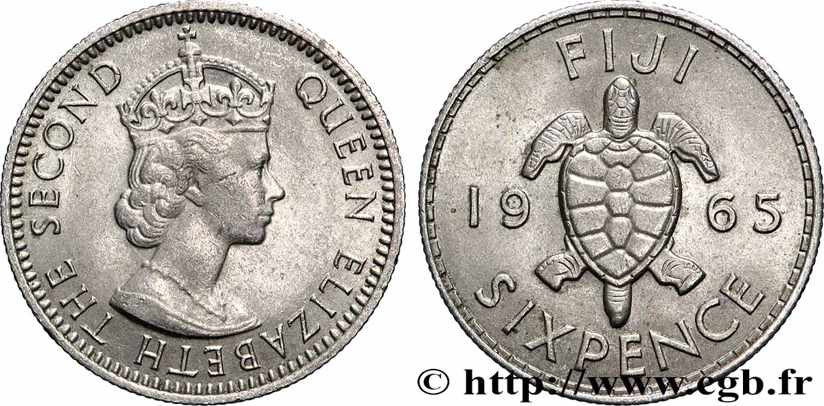 FIGI 6 Pence Elisabeth II 1965 Londres SPL 