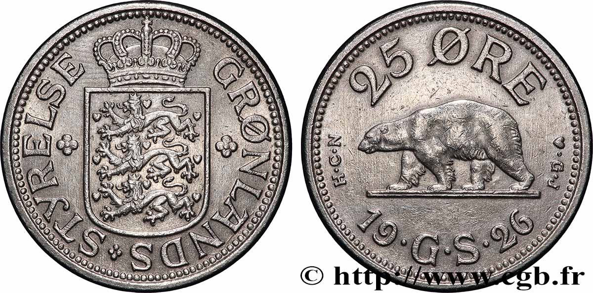 GROENLAND 25 Ore Administration Danoise 1926 Copenhague SUP 