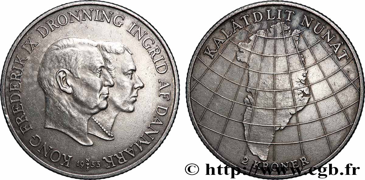 DANEMARK 2 Kroner Campagne contre la tuberculose au Groenland 1953 Copenhague SUP 