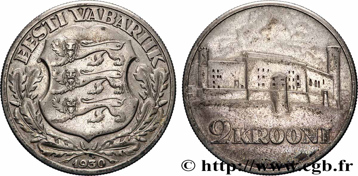 ESTONIE 2 Krooni Forteresse de Tallinn 1930  TTB 