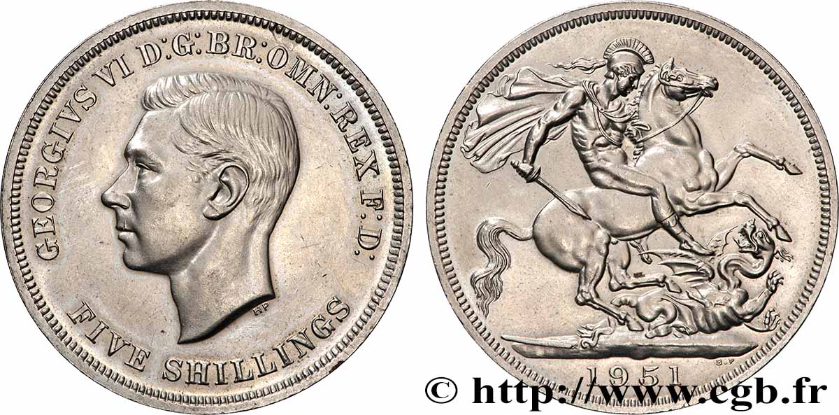 ROYAUME-UNI 1 Crown (5 Shillings) Georges VI 1951 Londres SUP 