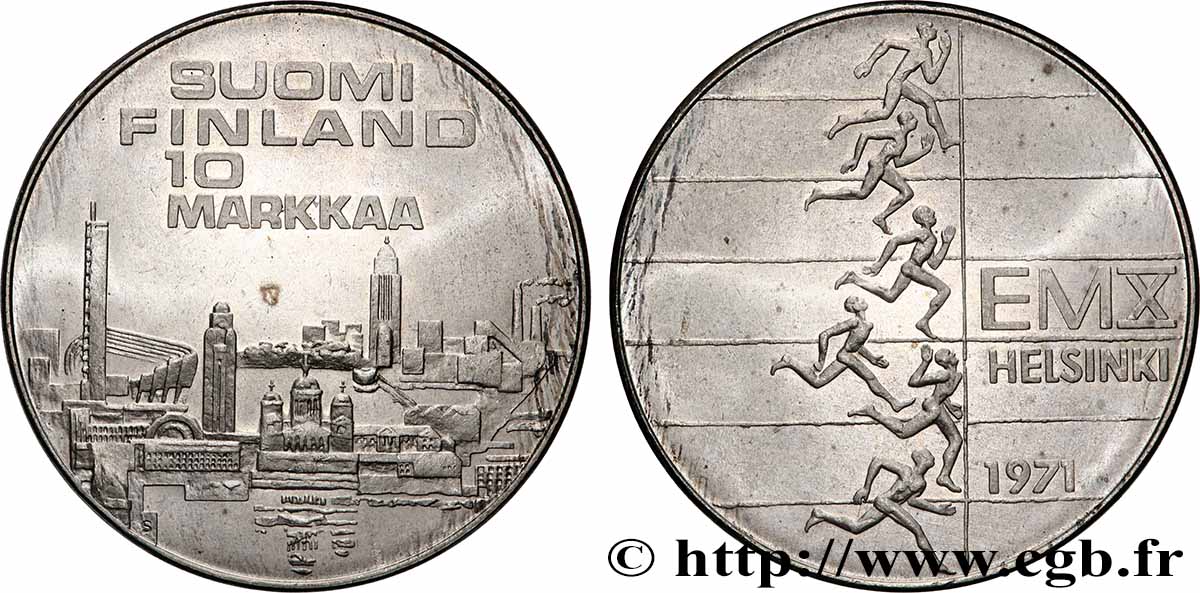 FINLANDE 10 Markkaa 10e championnat d’Europe d’athlétisme 1971 Helsinki SPL 